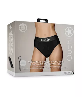 Shots Ouch Vibrating Strap On Thong wRemovable Rear Straps  Black XSS
