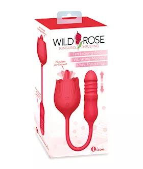 Wild Rose Licking & Thrusting Vibrator - Red