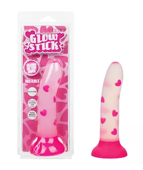 Glow Stick Heart Suction Cup GlowintheDark Dildo  Pink