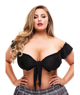 Teacher039s Pet School Girl Tie Top Black 1X