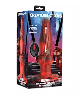 Creature Cocks HellWolf Thrusting amp Vibrating Silicone Dildo  BlackRed