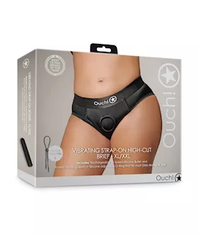 Shots Ouch Vibrating Strap On HighCut Brief  Black XLXXL