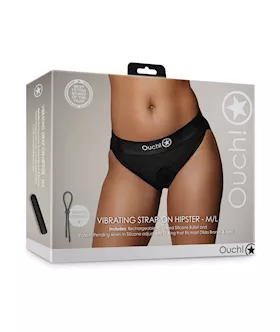 Shots Ouch Vibrating Strap On Hipster  Black ML