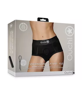 Shots Ouch Vibrating Strap On Brief  Black XSS