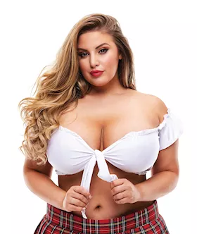 Teacher039s Pet School Girl Tie Top White 1X