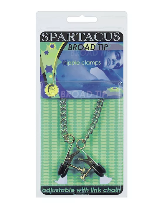 Spartacus Adjustable Broad Tip Nipple Clamps W/link Chain