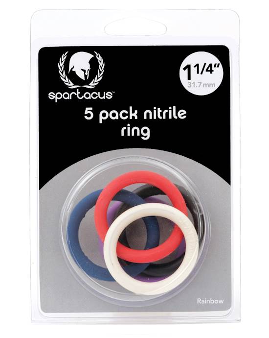 Spartacus 125quot Nitrile Cock  Ring Set  Asst Colors Pack of 5