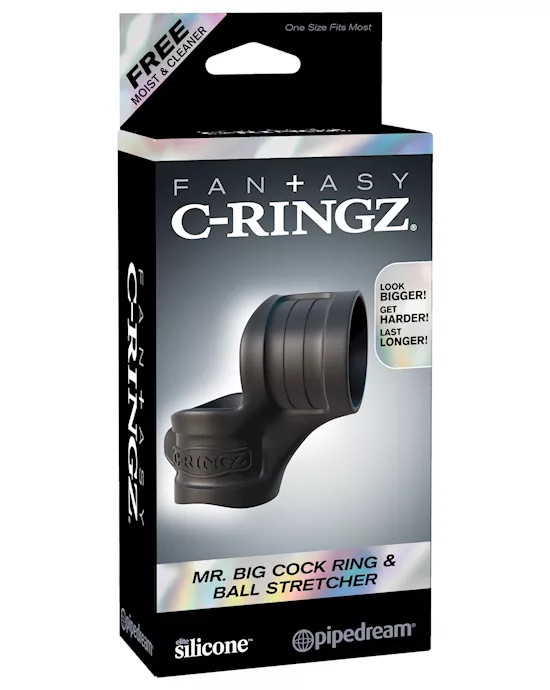 Fantasy C-Ringz Mr. Big Cock Ring & Ball Stretcher - Black