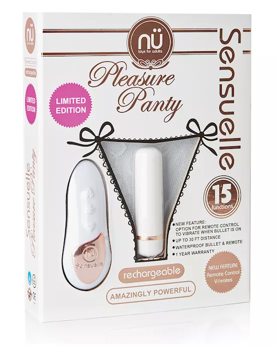 Nu Sensuelle Pleasure Panty Bullet W/remote Control 15 Function - White