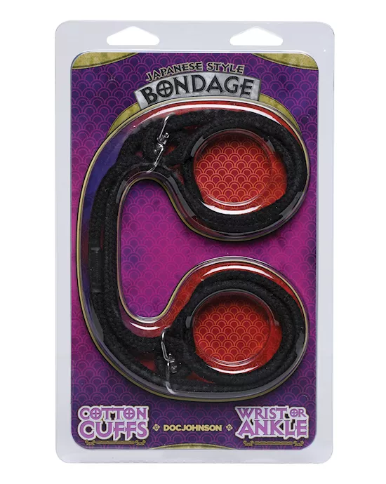 Japanese Style Bondage Wrist or Ankle Cotton Rope - Black