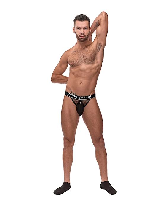 Cock Pit Fishnet Cock Ring Jock Black LXL