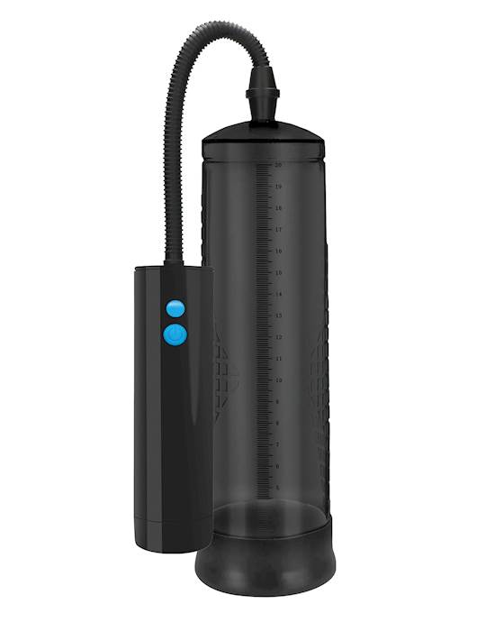 Shots Pumped Rechargeable Extreme Power Pump wFree Silicone Cock Ring  Black