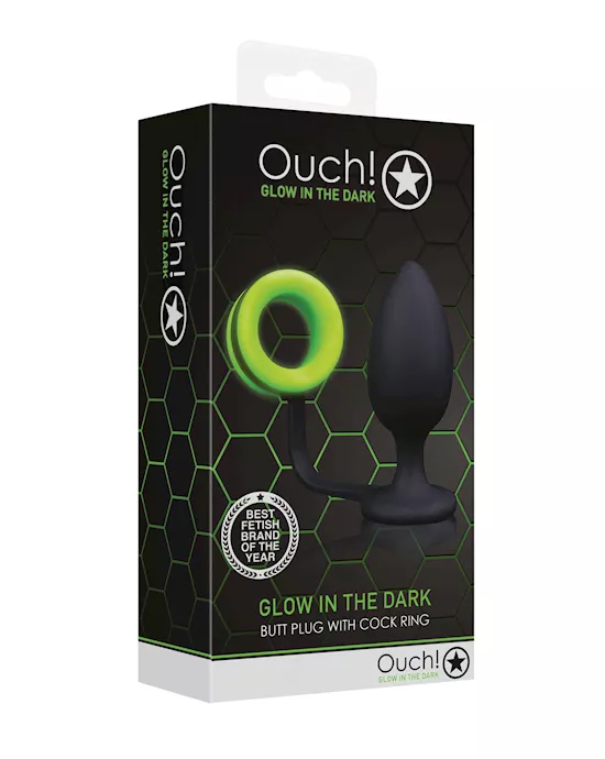 Shots Ouch Butt Plug W/cock Ring - Glow In The Dark