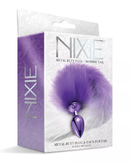 Nixie Metal Butt Plug W/faux Fur Tail - Purple Metallic