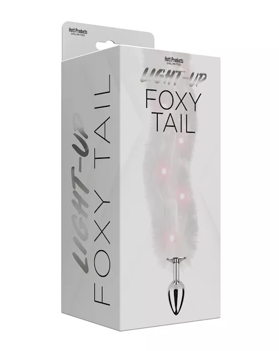 Foxy Tail Light Up Faux Fur Butt Plug - White