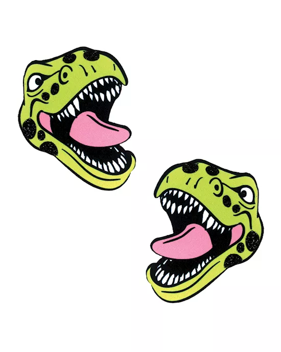 Neva Nude Black Light  Dinosaur Pasties - Green O/s