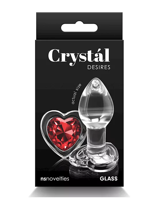 Crystal Desires Glass Heart Gem Butt Plug Small - Red