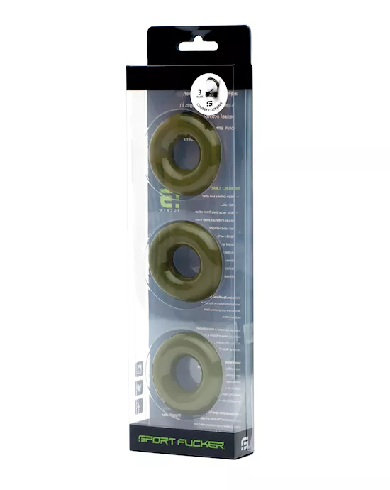 Sport Fucker Chubby Cockring Pack Of 3 - Army Green