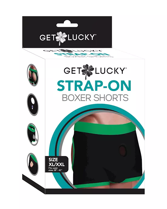 Get Lucky Strap On Boxers - XL-XXL Black/Green
